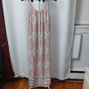 Millibon Pink and Blue Patterned Maxi Dress